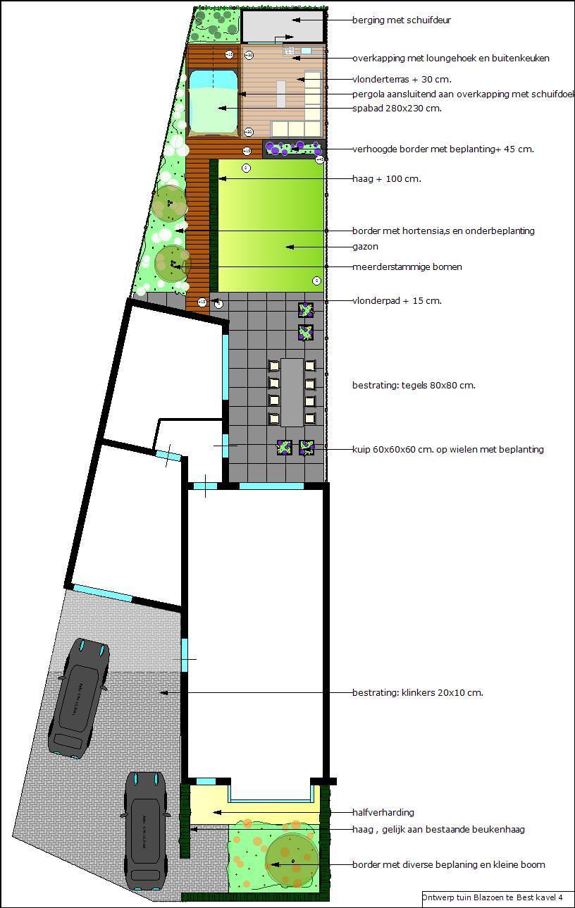 Voorbeeld tuinontwerp kavel 4 t Blazoen te Best